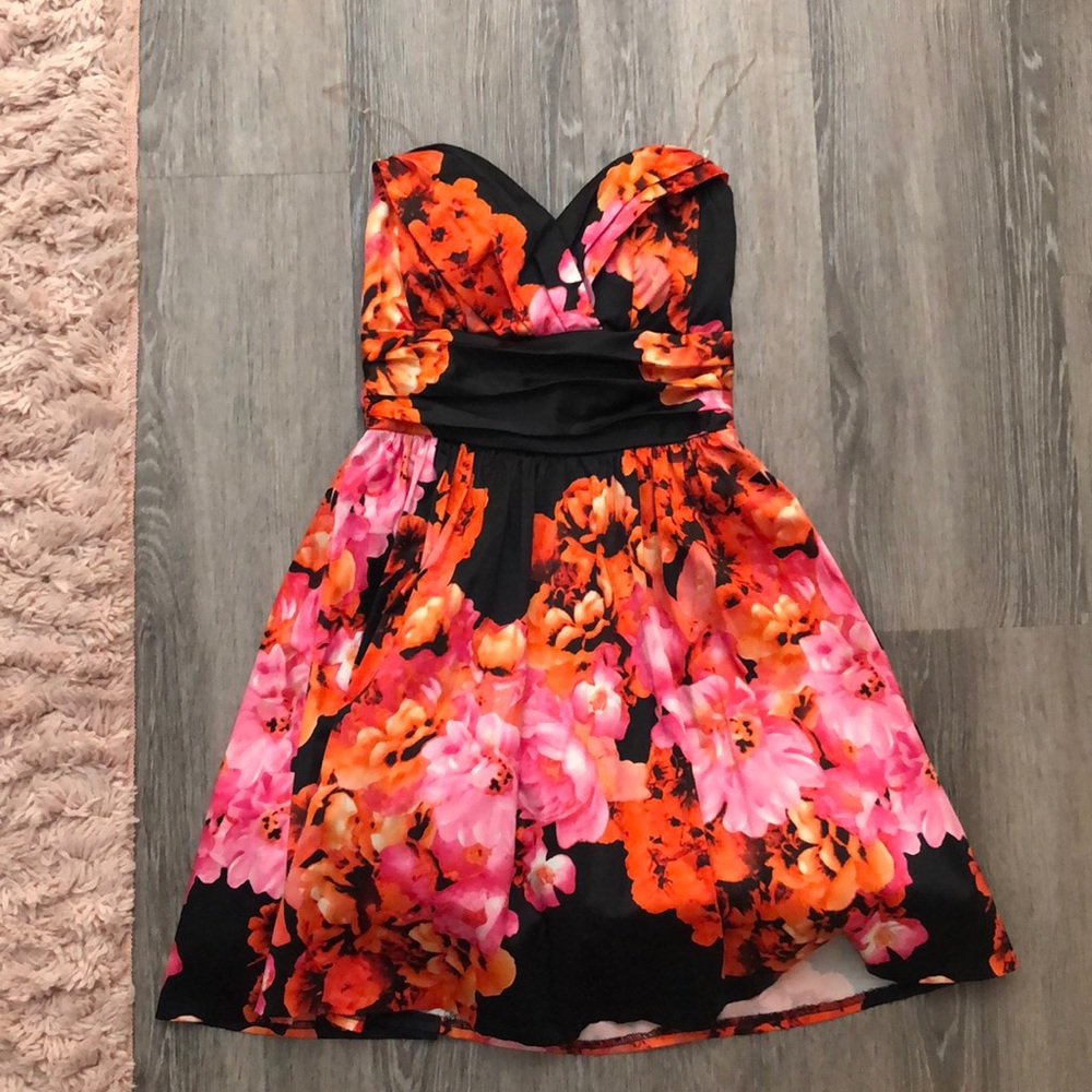 Floral Black Dress (with cropped sweater)